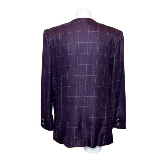 Worthington NWT purple window check double breasted blazer size 16 - Picture 5 of 14